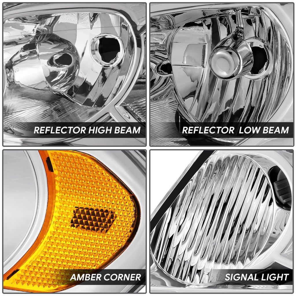 Chrome/Amber Reflector Halogen Headlights for Chevrolet Impala Monte Carlo (2006–2016)