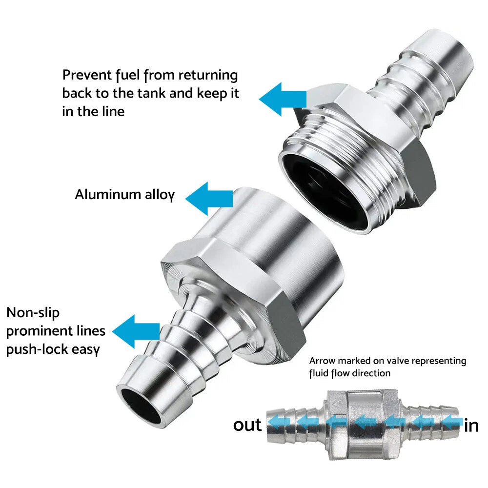 2X 3/8" 10mm Inline Check Valve for Fuel Petrol Diesel Liquid
