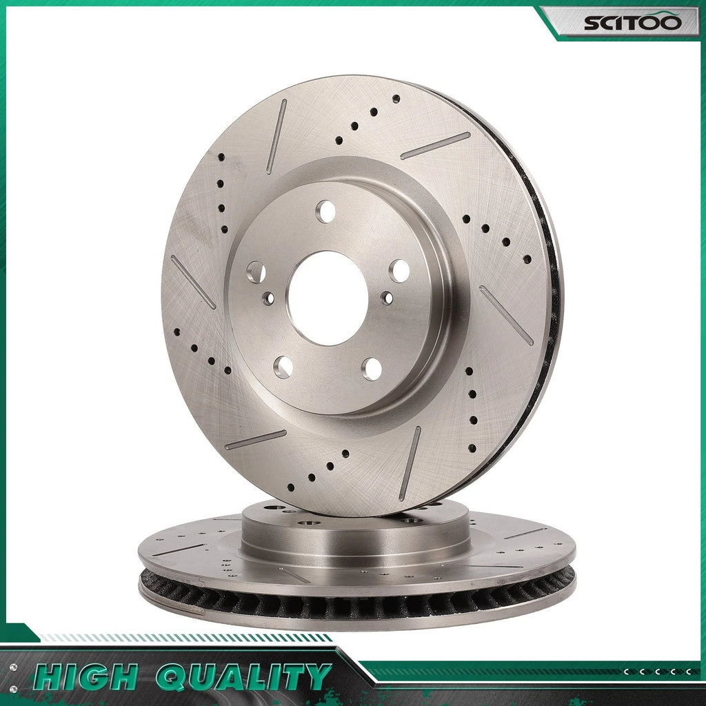 Front Drilled Slotted Brake Rotors for Pontiac Vibe (2007–2018) LEXUS ES350 ES300h