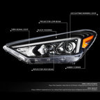Left Driver LED DRL Projector Headlight Lamp Assembly for Tucson (2019–2021)