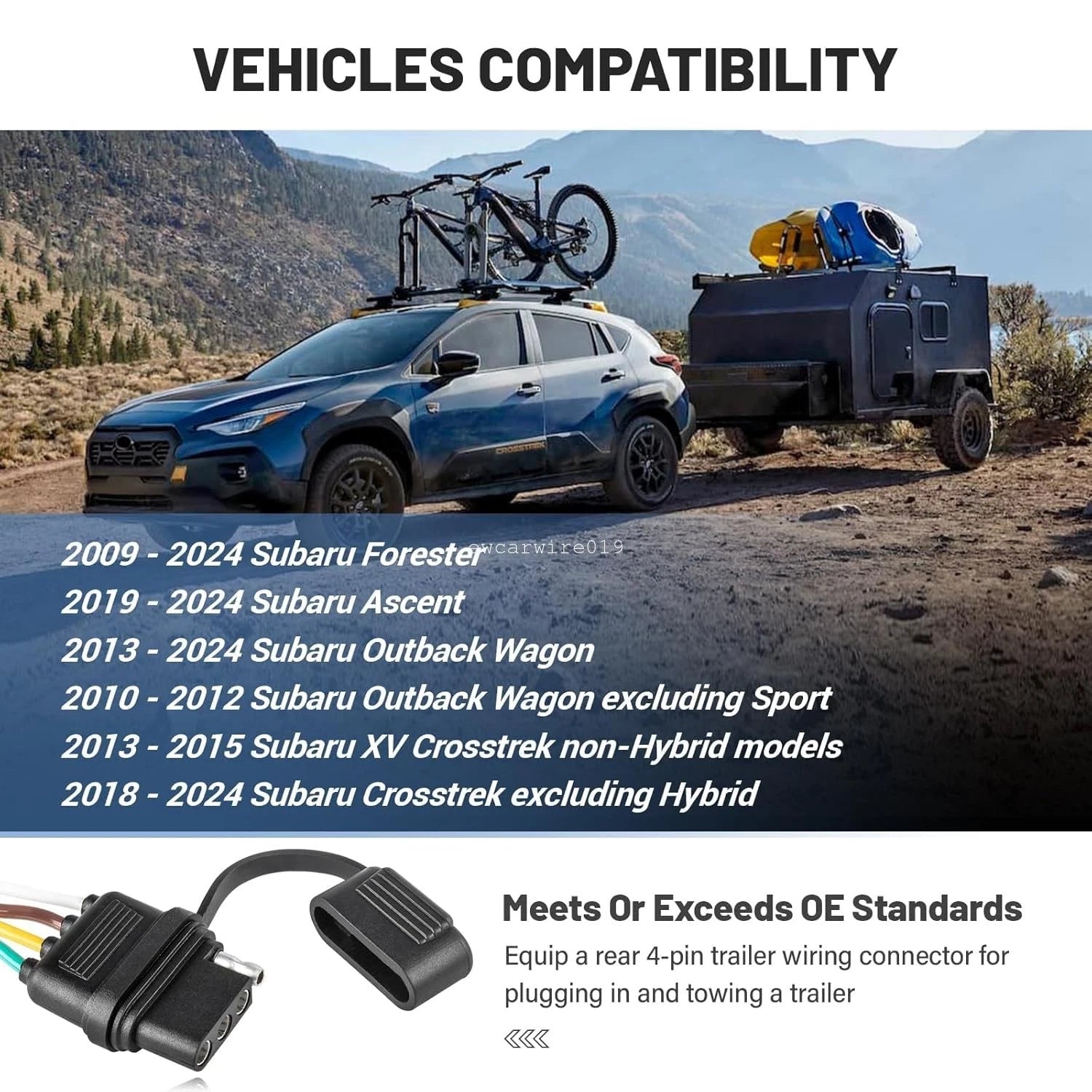 4-Way Flat Trailer Connector for Subaru Outback, Forester, Crosstrek