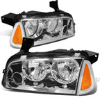 Chrome Housing Clear Headlight + Amber Corner + LED Fog Light Set for Dodge Charger (2006–2010)