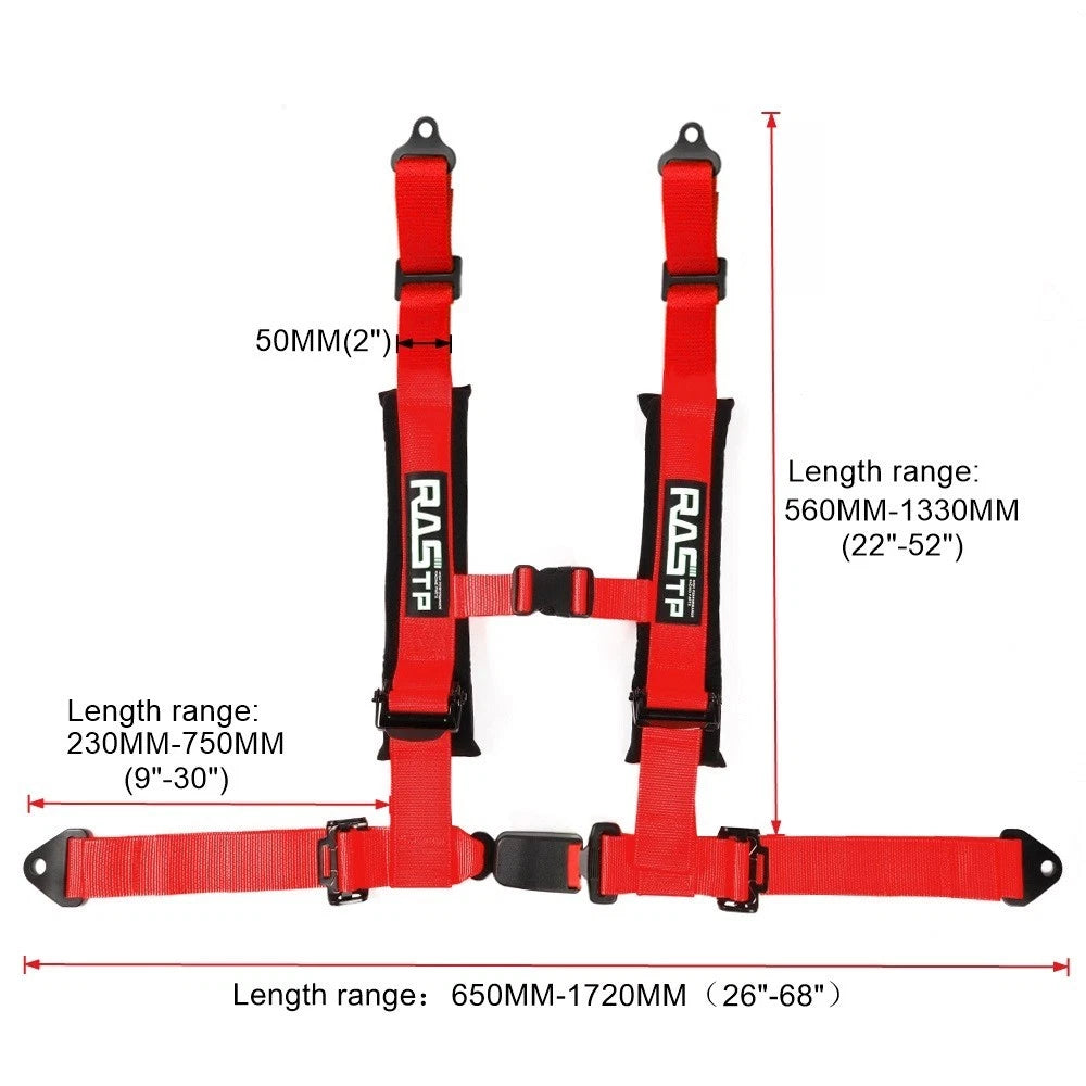 4 Point Racing Seat Belt Harness for Universal ATV UTV Go-Kart