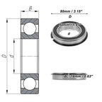 Deep Groove Ball Bearing 50x80x16mm for Scooter Skateboard (6010NR2RS)
