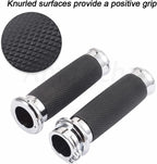 Chrome 1" Handlebar Grips for Harley Touring Sportster 883 1200 (2004-2023)