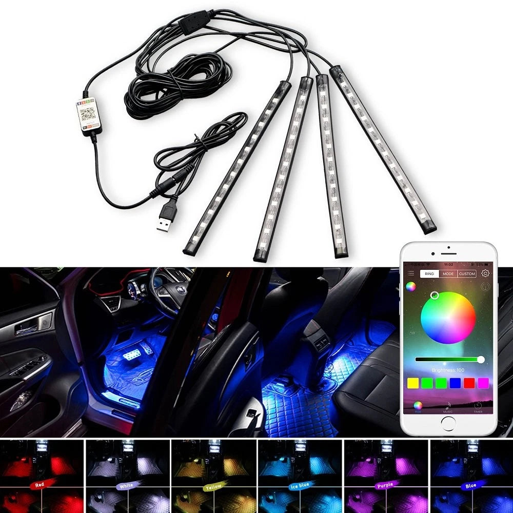 RGB LED Car USB Inner Atmosphere Light Strip for Universal Vehicles (22cm)