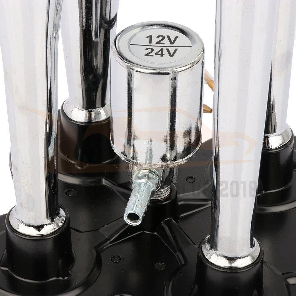 12V 150 DB 4-Trumpet Train Air Horn Kit for Universal Fit
