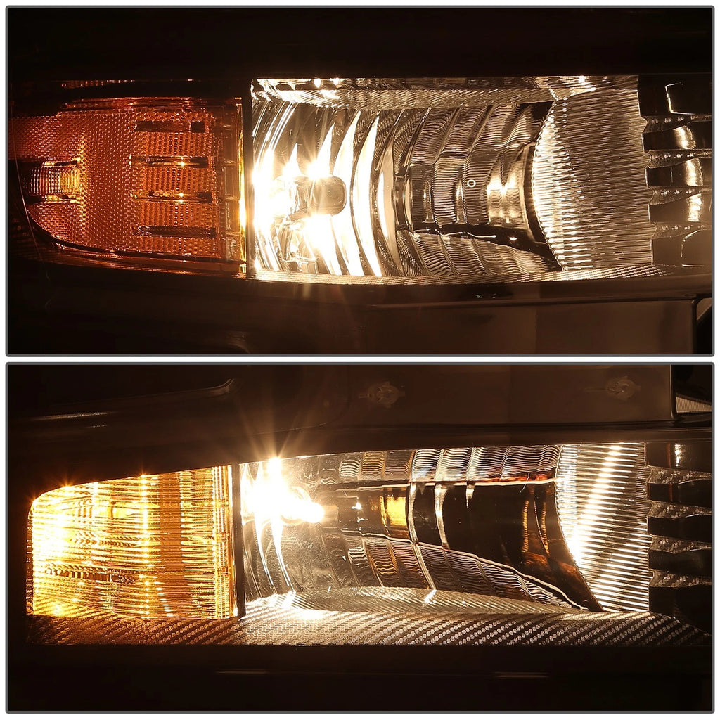 Set of 2 Black Amber Headlight Assemblies for Chevy Silverado 1500 (2019–2022)