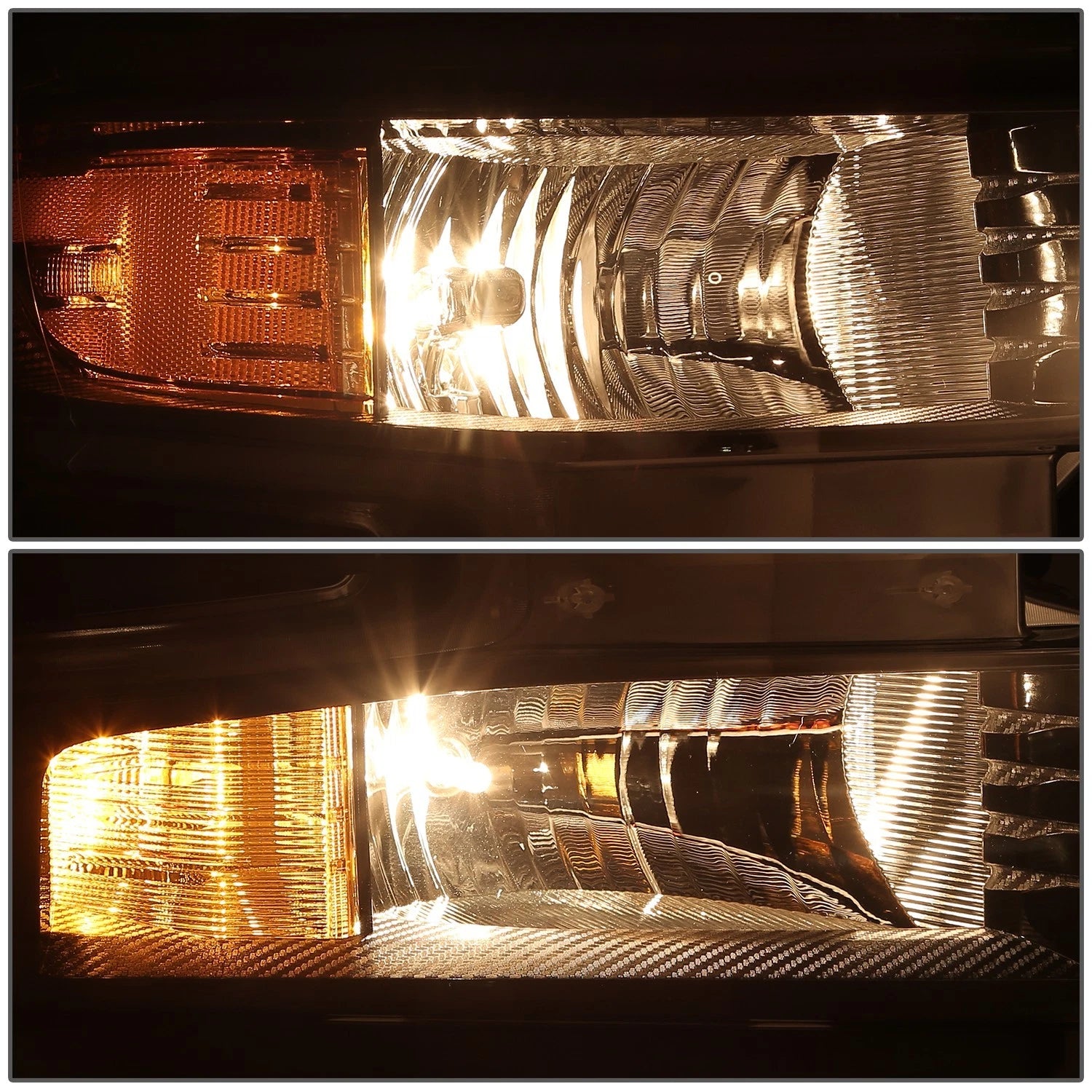Set of 2 Black Amber Headlight Assemblies for Chevy Silverado 1500 (2019–2022)