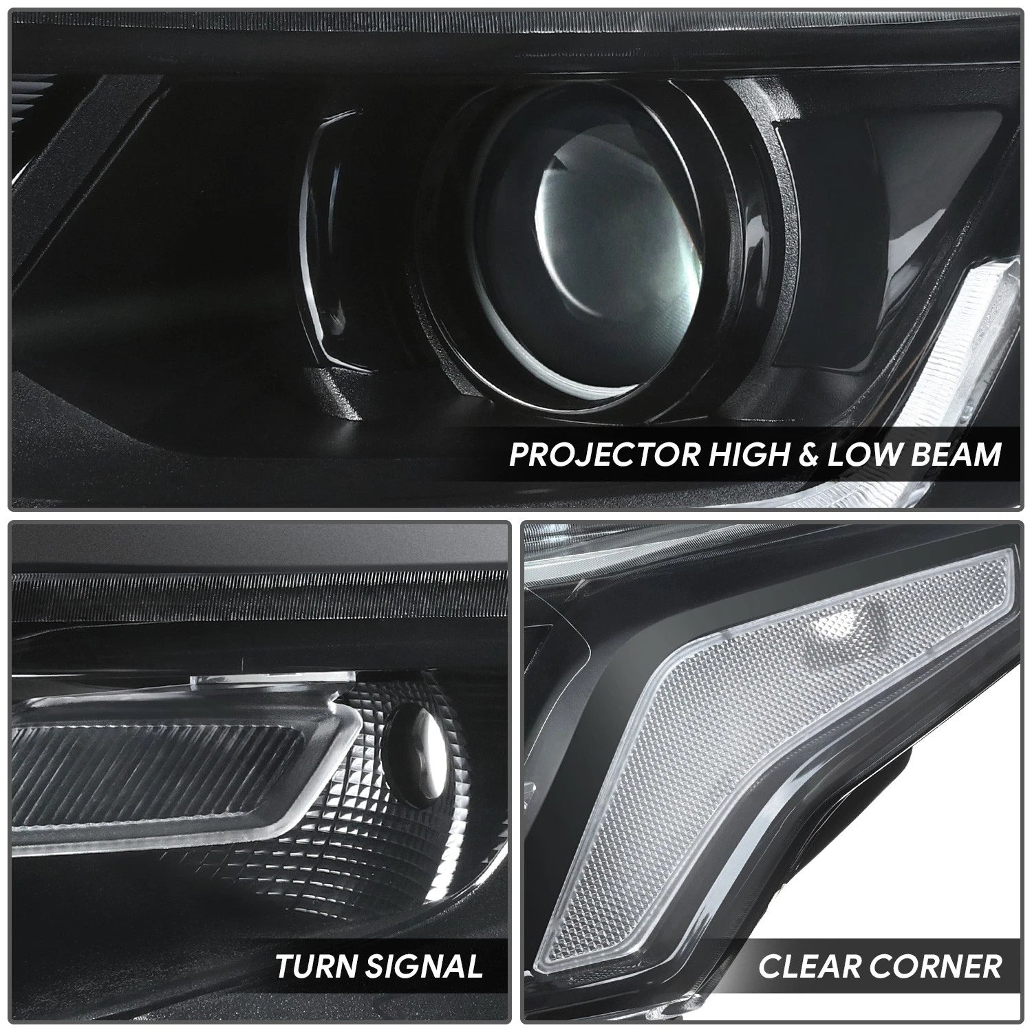 Projector Headlights for Chevrolet Traverse (2018–2021) - Black Housing, Clear Lens