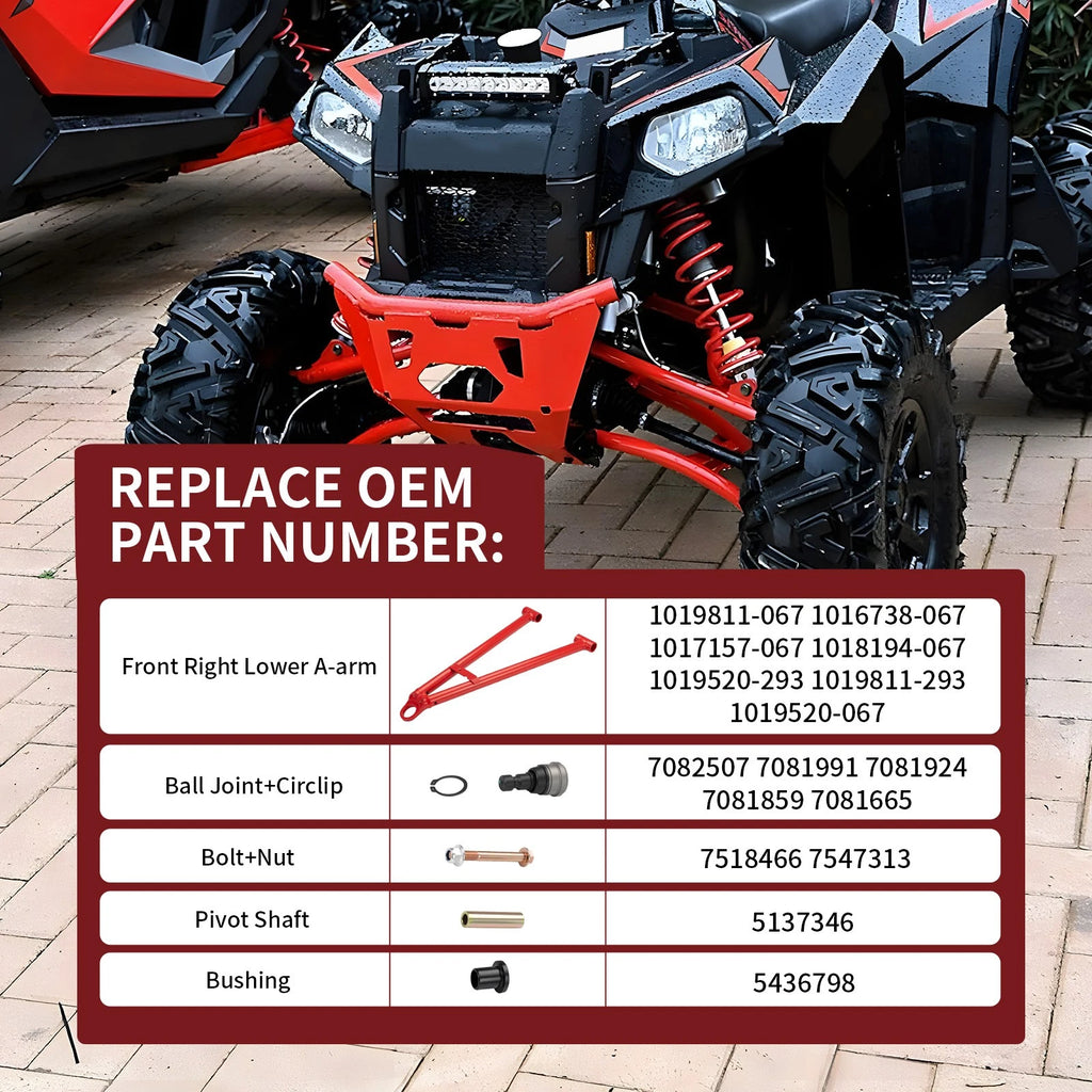 Front Lower Right A-Arm with Ball Joint for Polaris Scrambler 850 (2013–2023)