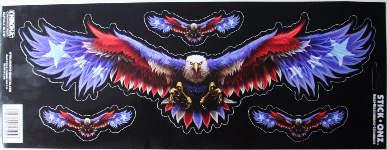 Set of 4 Bald Eagle USA Flag Military Stickers