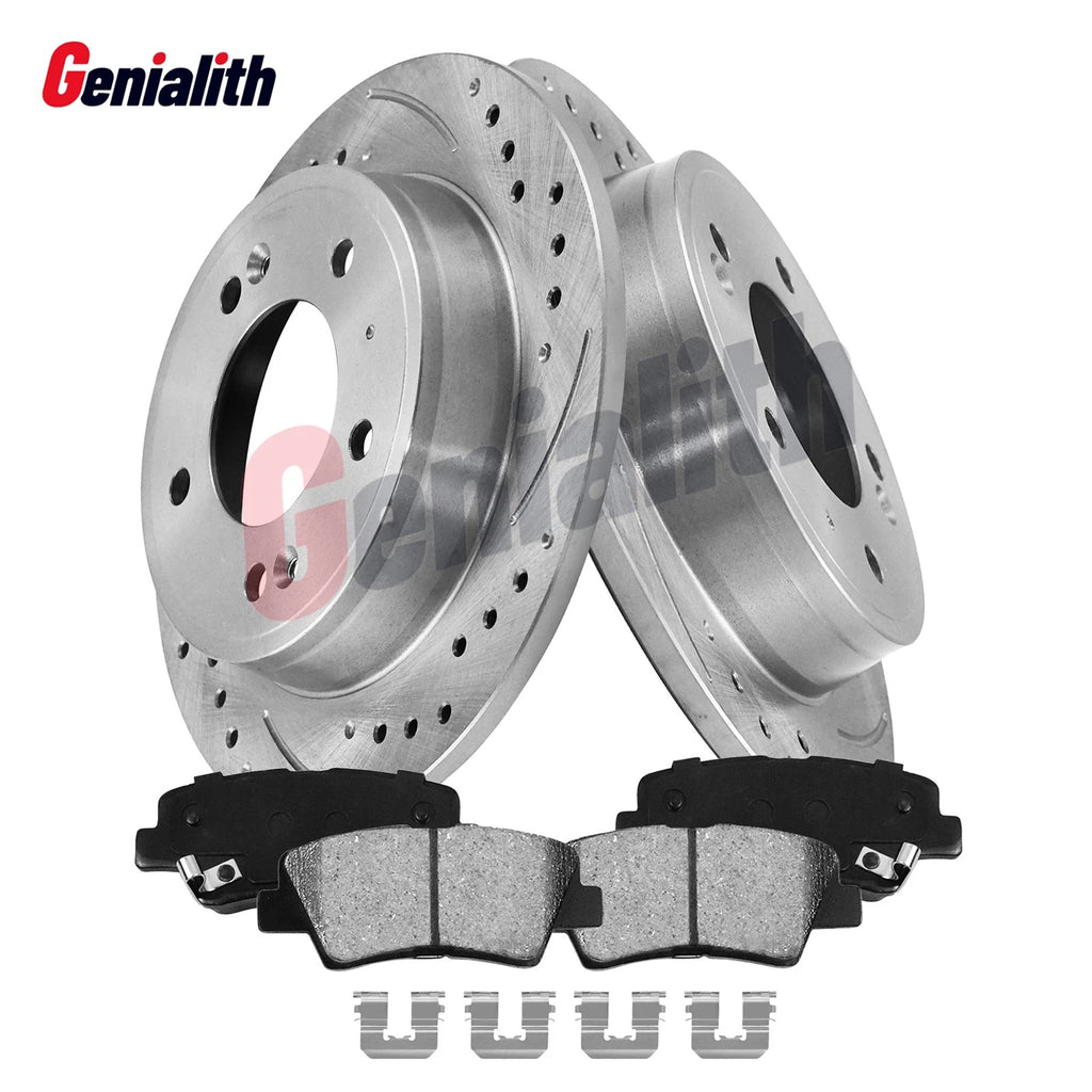 Set of 2 Rear Brake Rotors + Ceramic Pads for Hyundai Elantra Veloster Kia Forte Soul