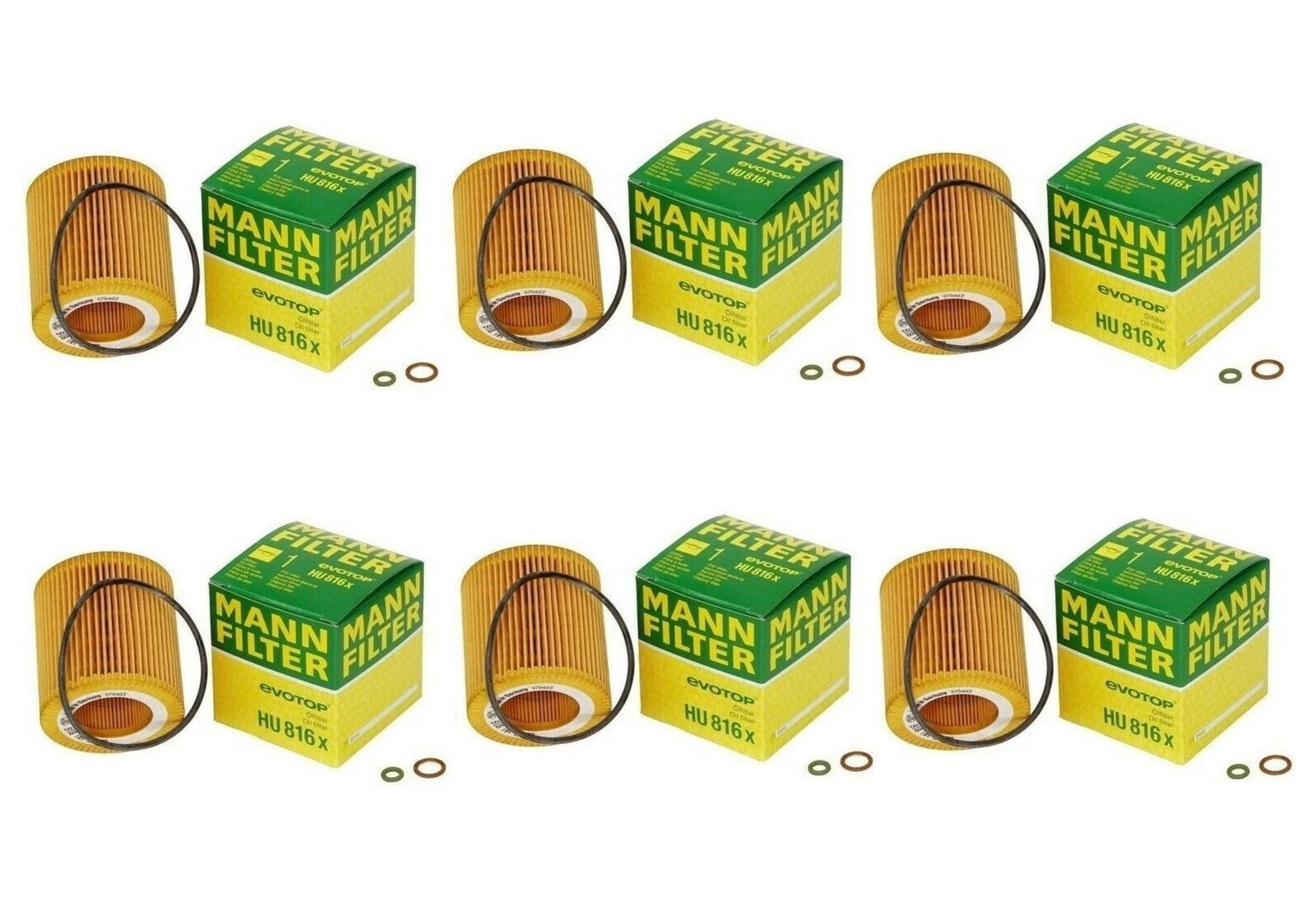 Set of 6 Engine Oil Filters Mann for BMW E60 E82 E88 E92 F01 F06 F10