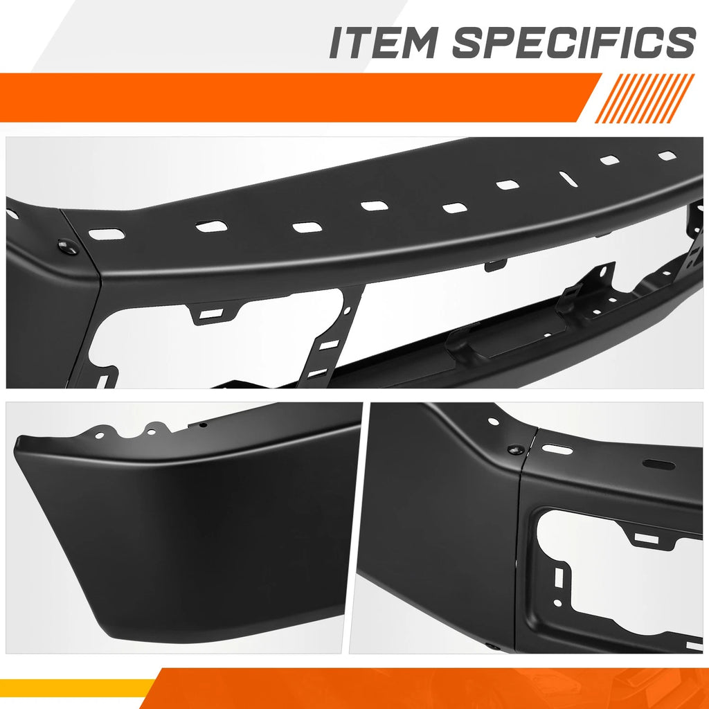 Steel Front Bumper Face Bar for Ford F-150 (2018–2020) Black w/o Fog Light Holes