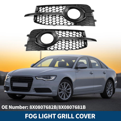 1 Pair Front Fog Light Grill for Audi A1 8X/8XA (No. 8X0807682B) Honeycomb Black