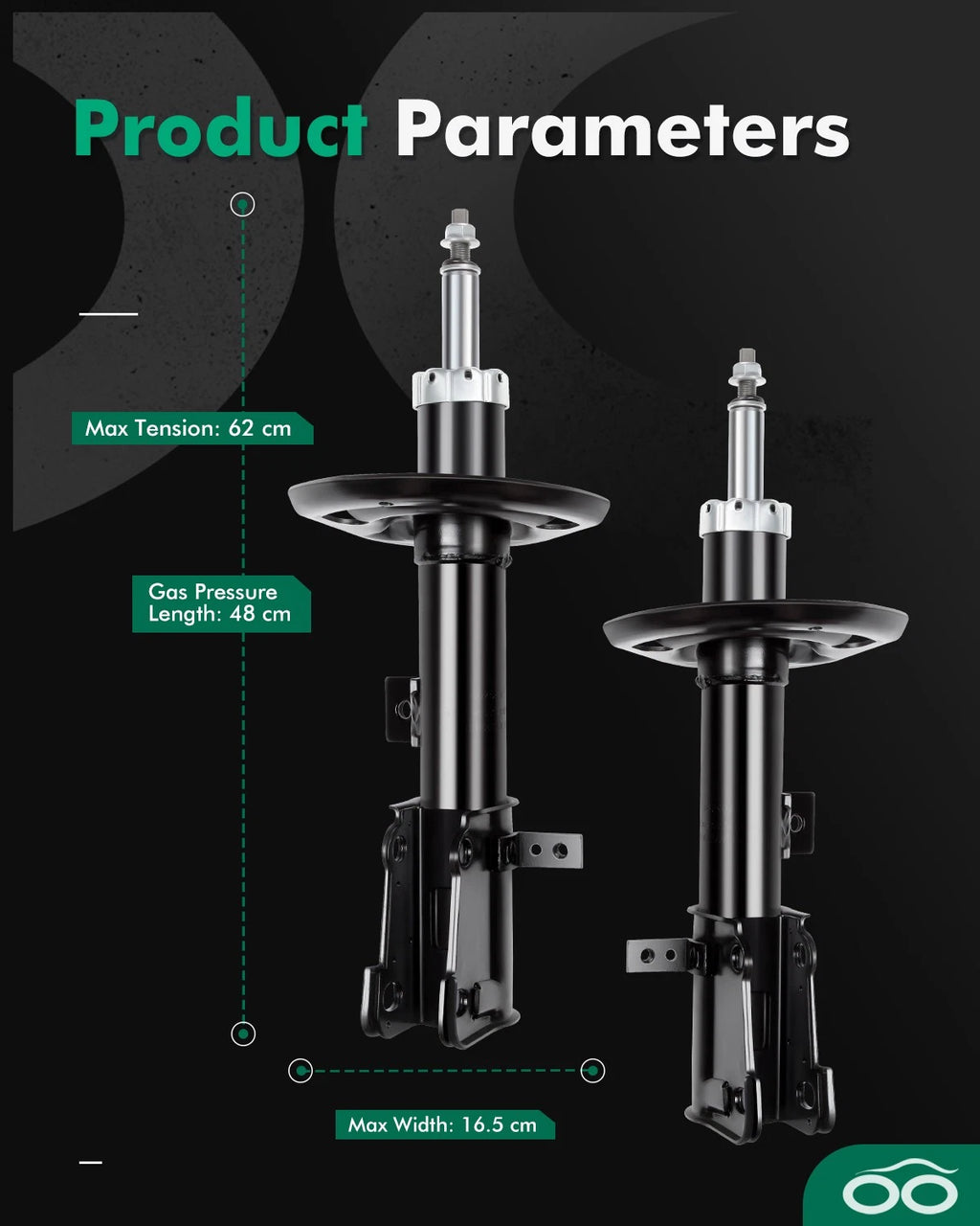 Front Pair Shocks Absorber Struts for Chrysler 200, Sebring, Dodge Avenger (2007–2014)