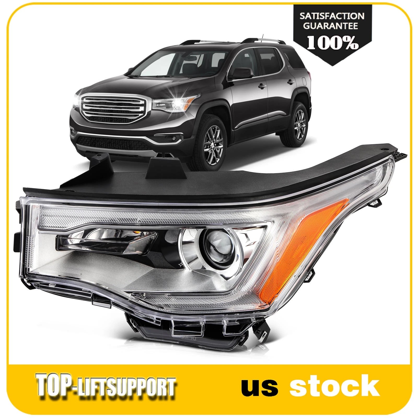 Left Driver Side Headlight Assembly for GMC Acadia (2017–2019) LED DRL