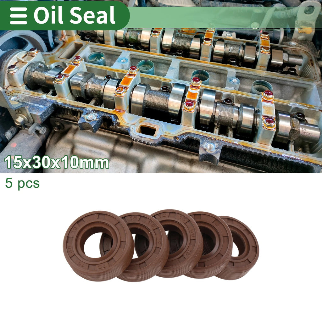 Oil Seal FKM Rubber 15x30x10mm for Various Models (5 Pcs)