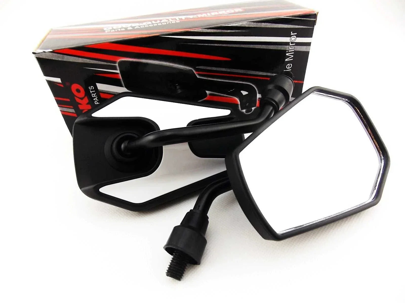 Black White Hex Soko Mirrors for Yamaha RD125 (1973-1986)