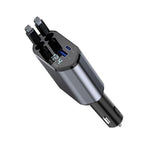 Dual Port Retractable Car Phone Charger for Universal Use (Black)