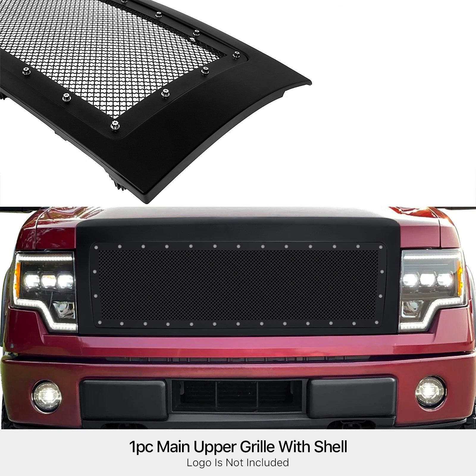 Stainless Black Mesh Rivet Grille for Ford F-150 (2009-2014)