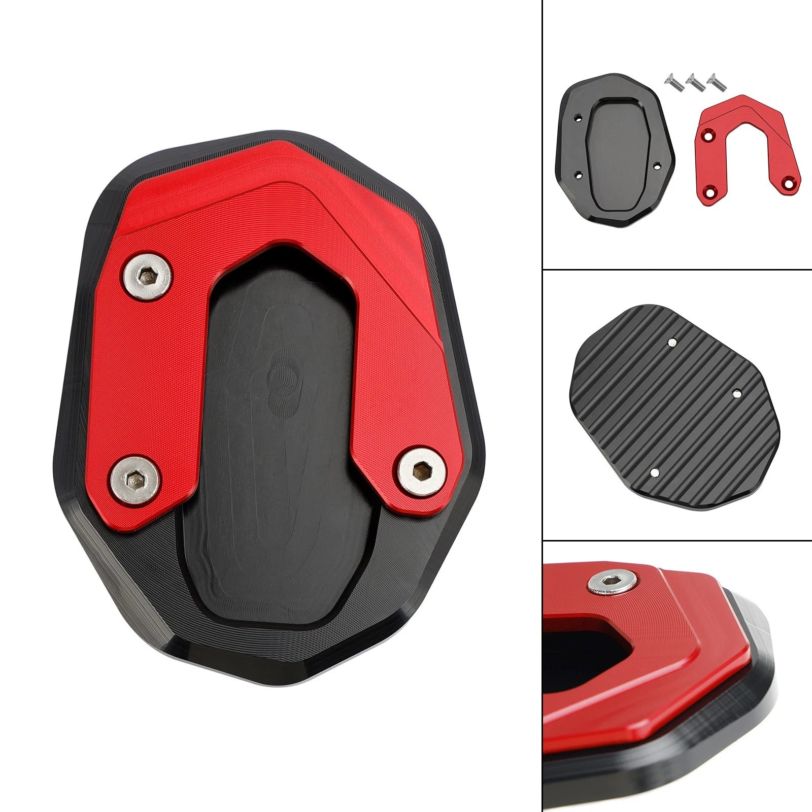 Kickstand Enlarger Plate Pad for Ducati Scrambler 800 (2015–2019) Red