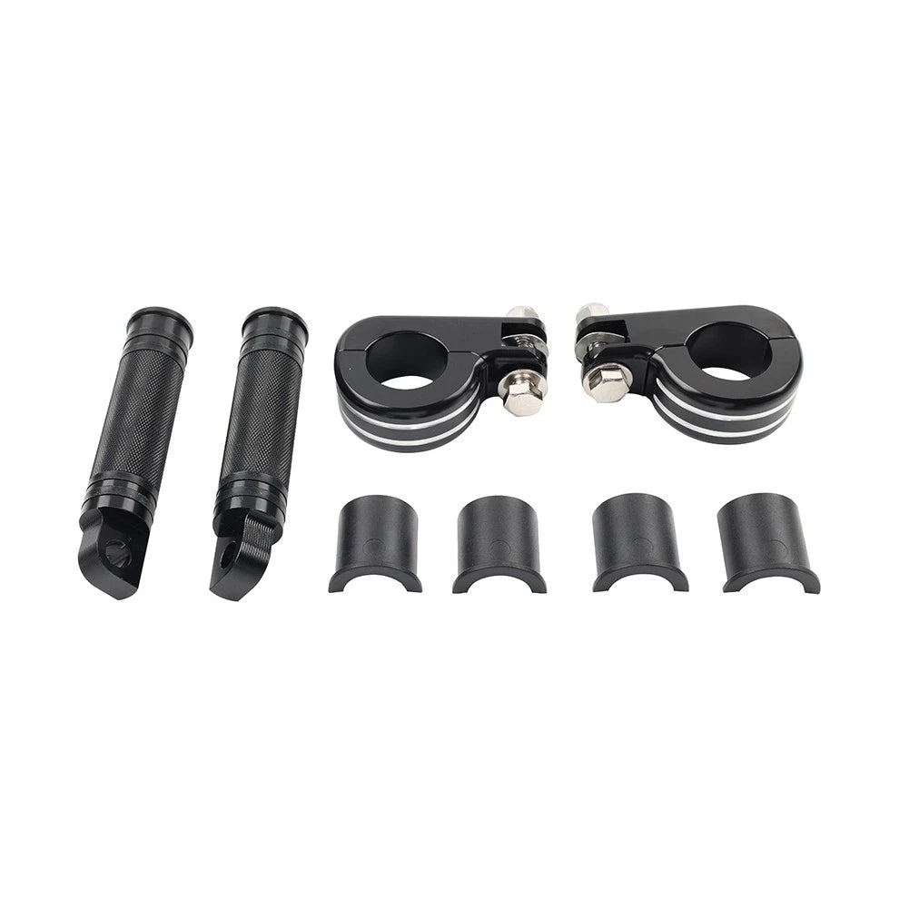 2X Black Chrome Engine Guard Bar Foot Pegs for Harley