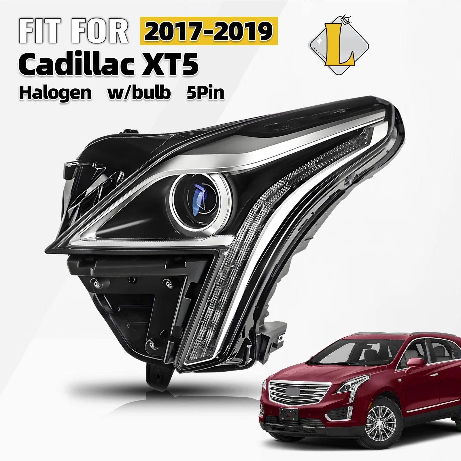 Halogen Headlight Headlamp for Cadillac XT5 (2017–2019) Left Driver Side