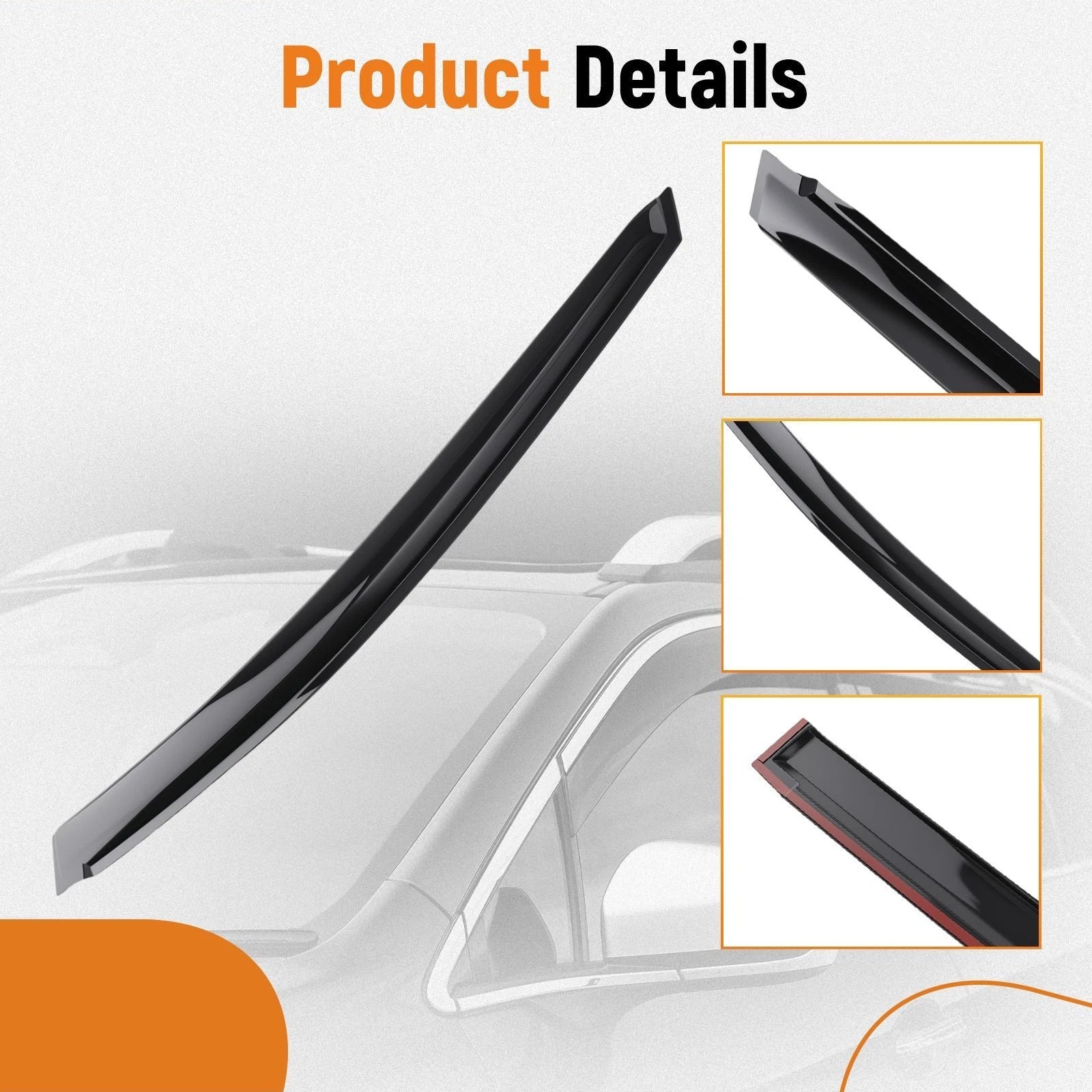 Set of 4 Window Rain Guards for Honda (2007–2008) Black Acrylic