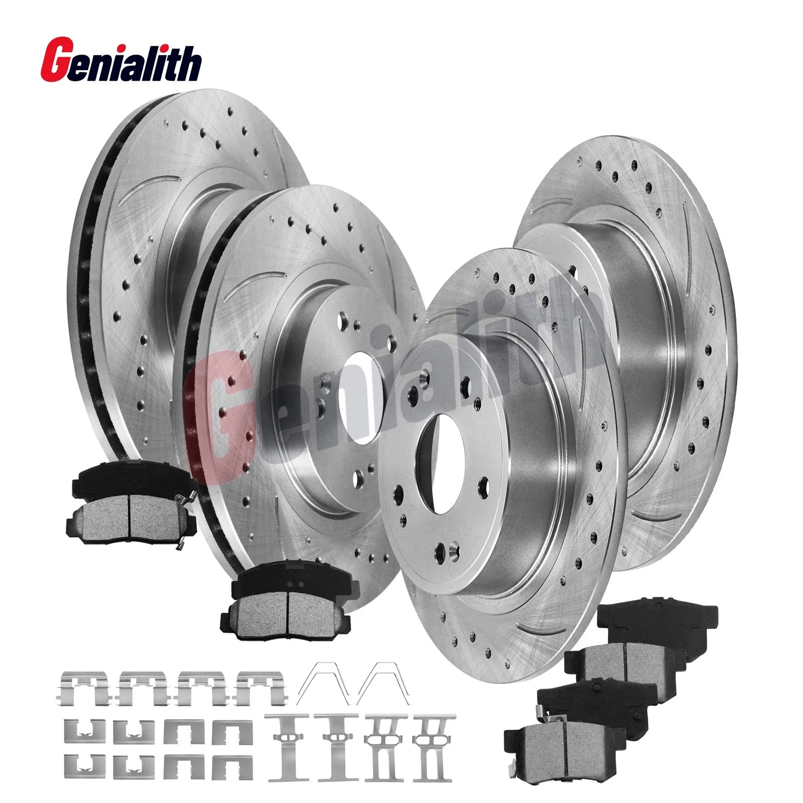 Set of 4 Drilled Slotted Rotors & Pads for Honda Accord (2006–2007)