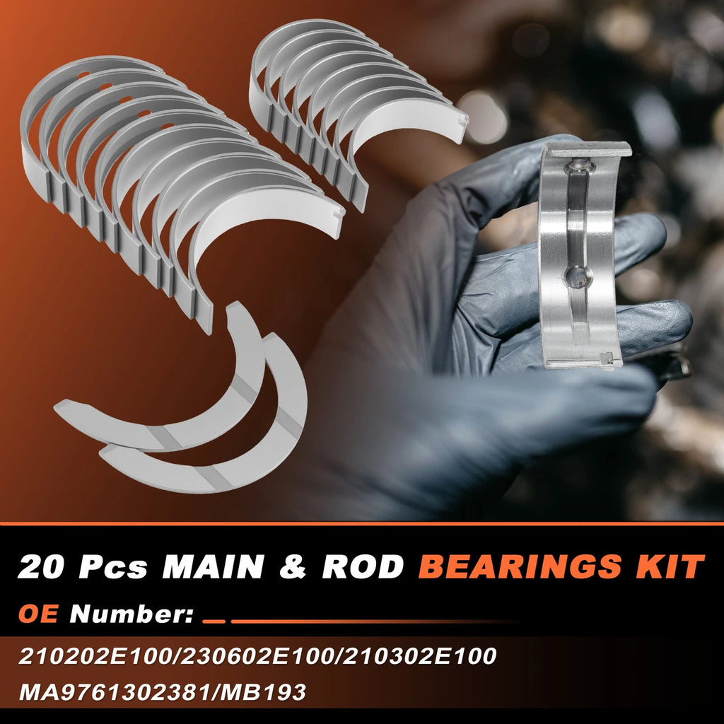 20Pcs Main and Rod Bearings Set for Kia Soul (2012–2015) 210202E100/230602E100