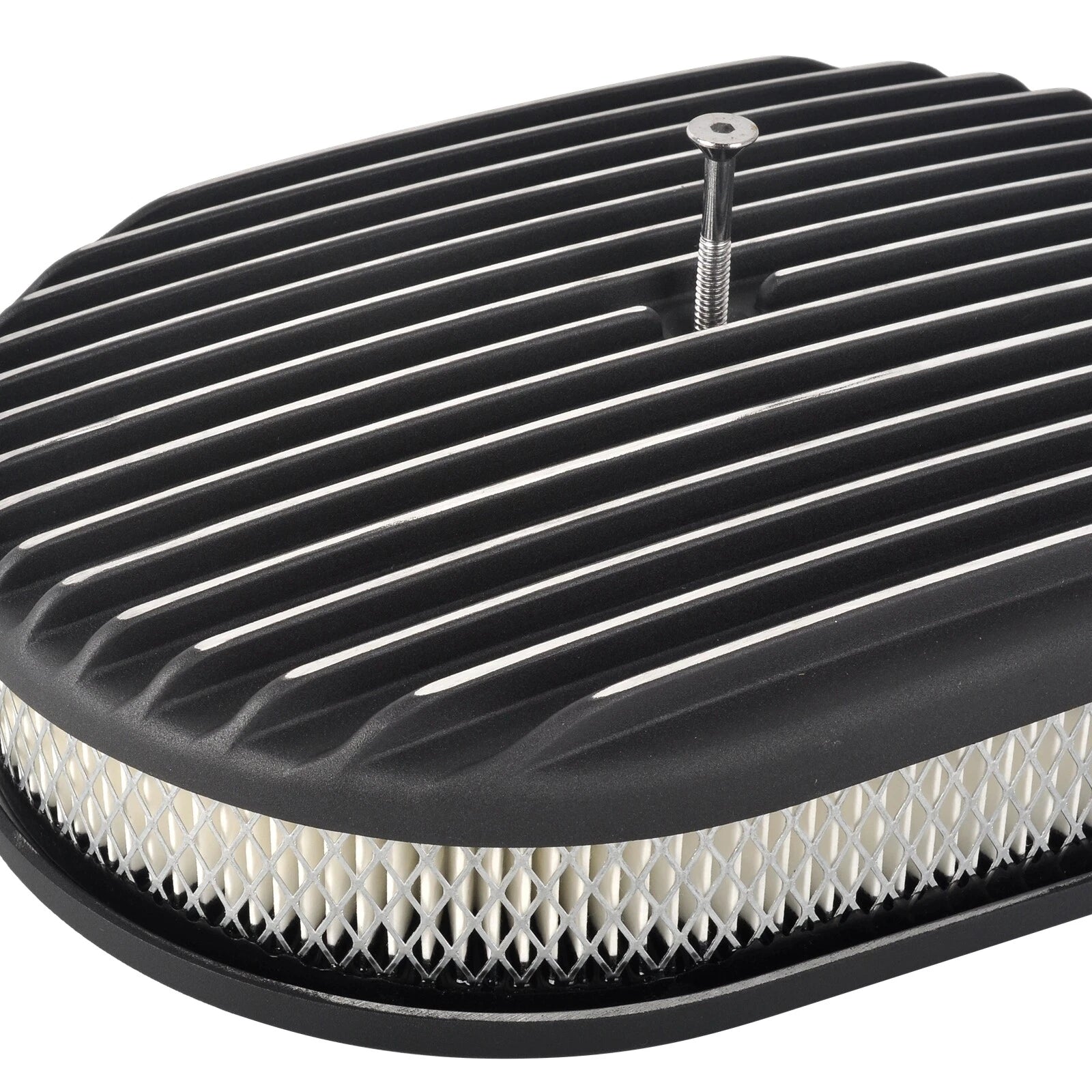 Valve Covers & 12" Oval Air Cleaner for SBC Chevy (1958–1986) Finned Tall Black