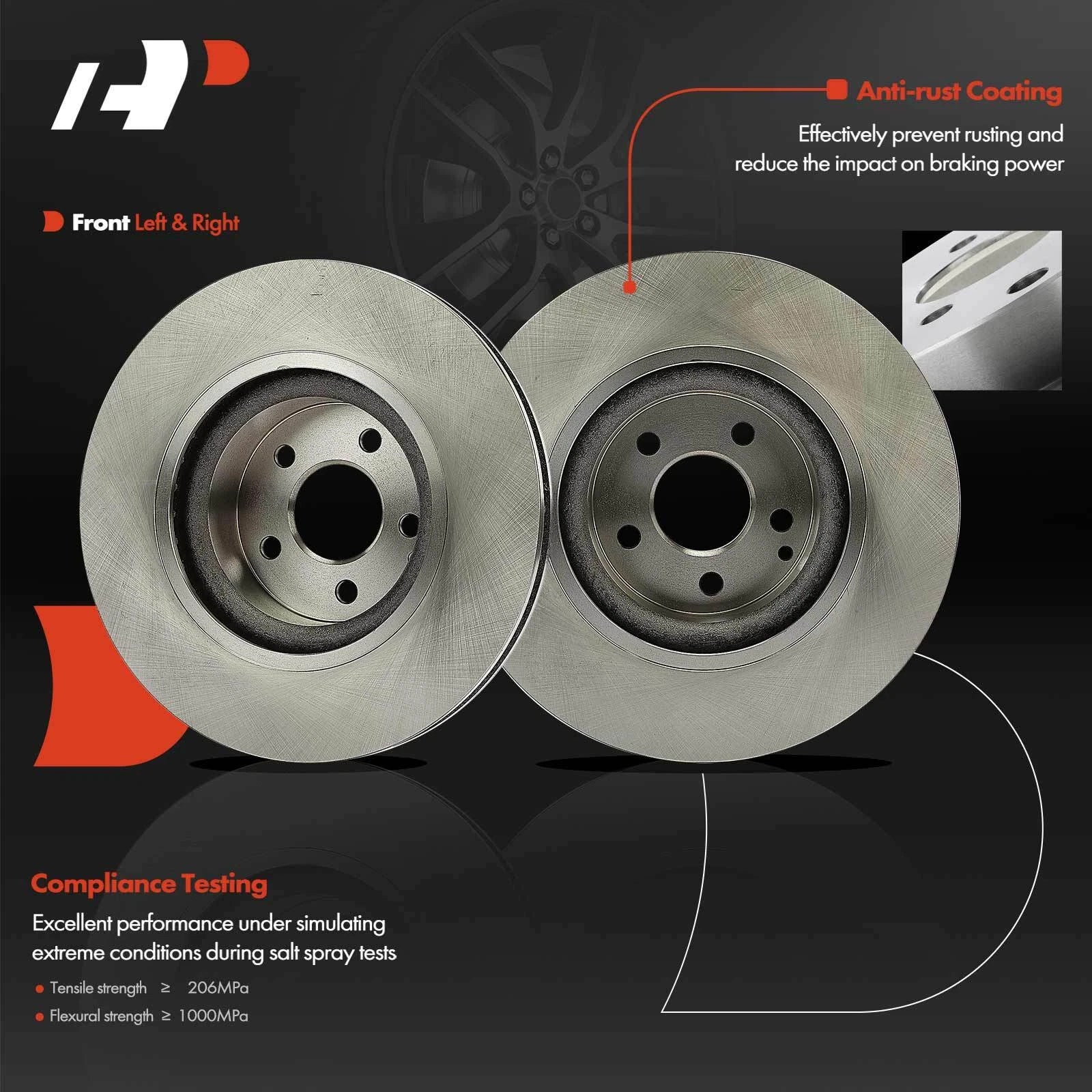 Front Disc Brake Rotor & Ceramic Pad for Mercedes-Benz S430 S500 (2000–2003)