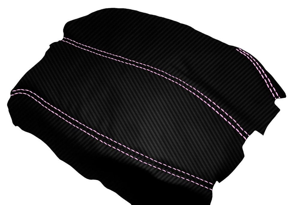 Console Armrest Cover for Honda Accord (2008–2012) Carbon Fiber Black Pink Stitch