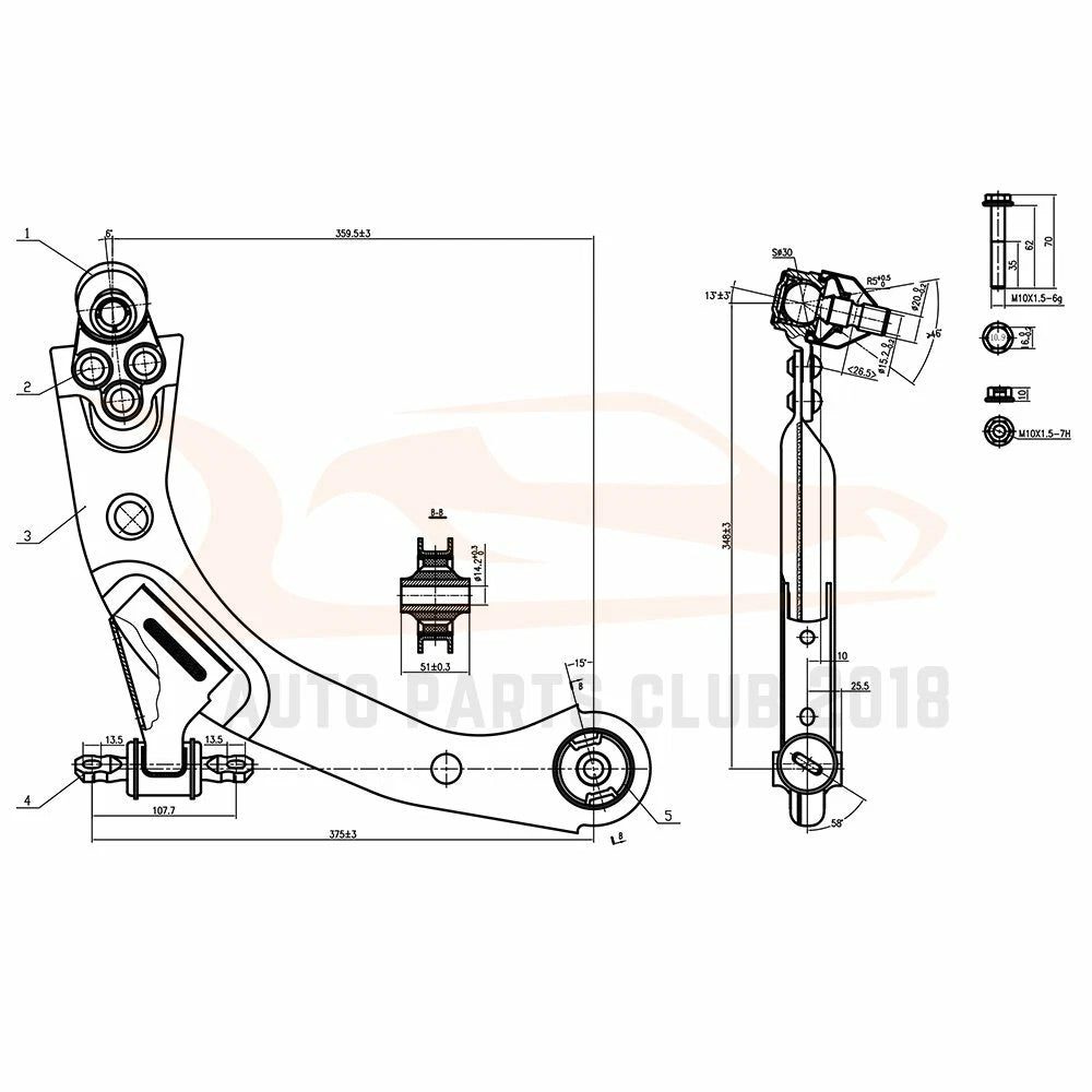 Set of 8 Front Lower Control Arms Tie Rods for Chevy HHR (2006-2011)