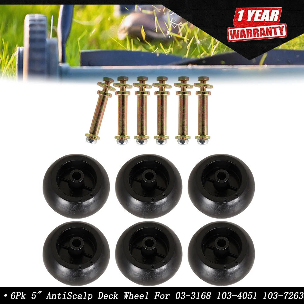 Set of 6 Anti Scalp Deck Wheels for Exmark Mower (Year Range Not Specified)