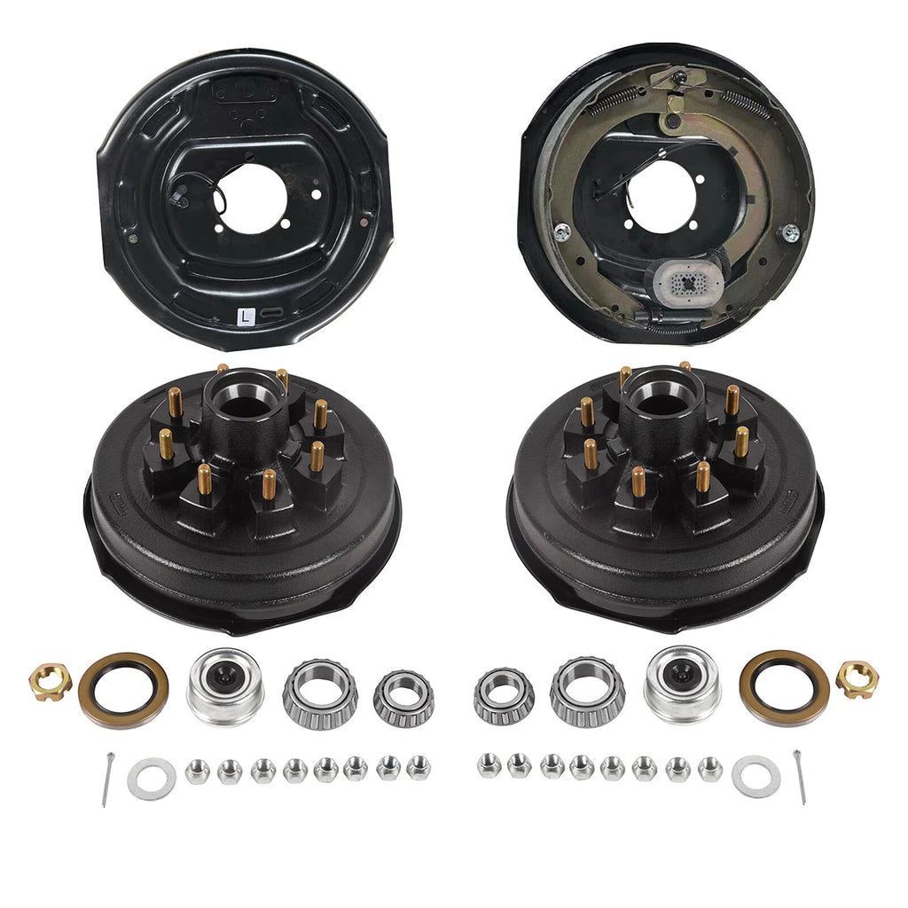 Set of 2 Trailer Hub Drum Kits with 12"x2" Brakes for 7000lb Axle
