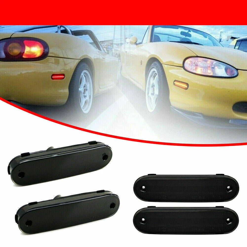 4X LED Side Marker Lights Smoked Lens for Mazda MX-5 Miata (1990–2005)