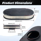 15" Oval Full Finned Air Cleaner for SBC BBC Chevy Ford