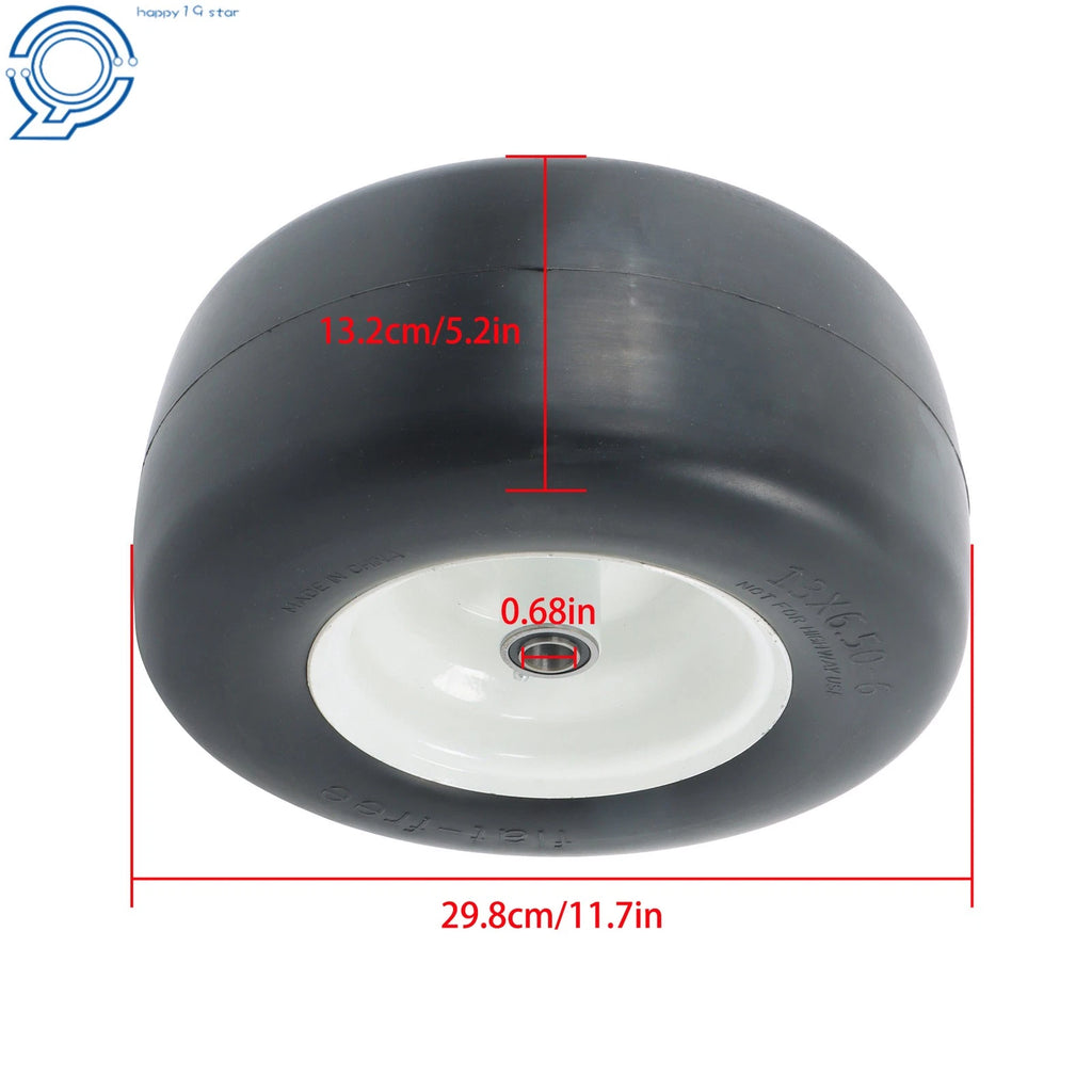 2 Pack Flat Free Tire & Wheel 13x6.5-6 for Lawn Mowers & Zero Turn Mowers