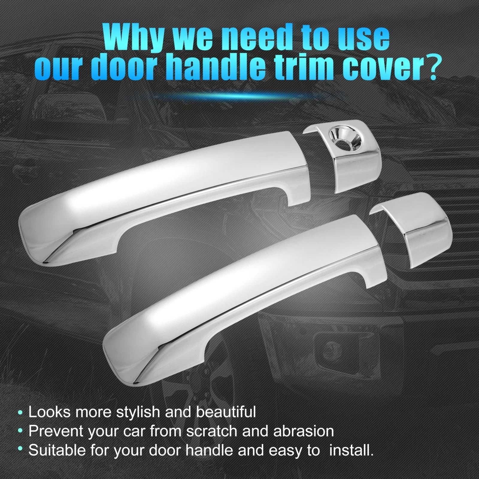 Set of 4 Side Door Handle Cover Trim for Toyota Tundra (2007–2020)