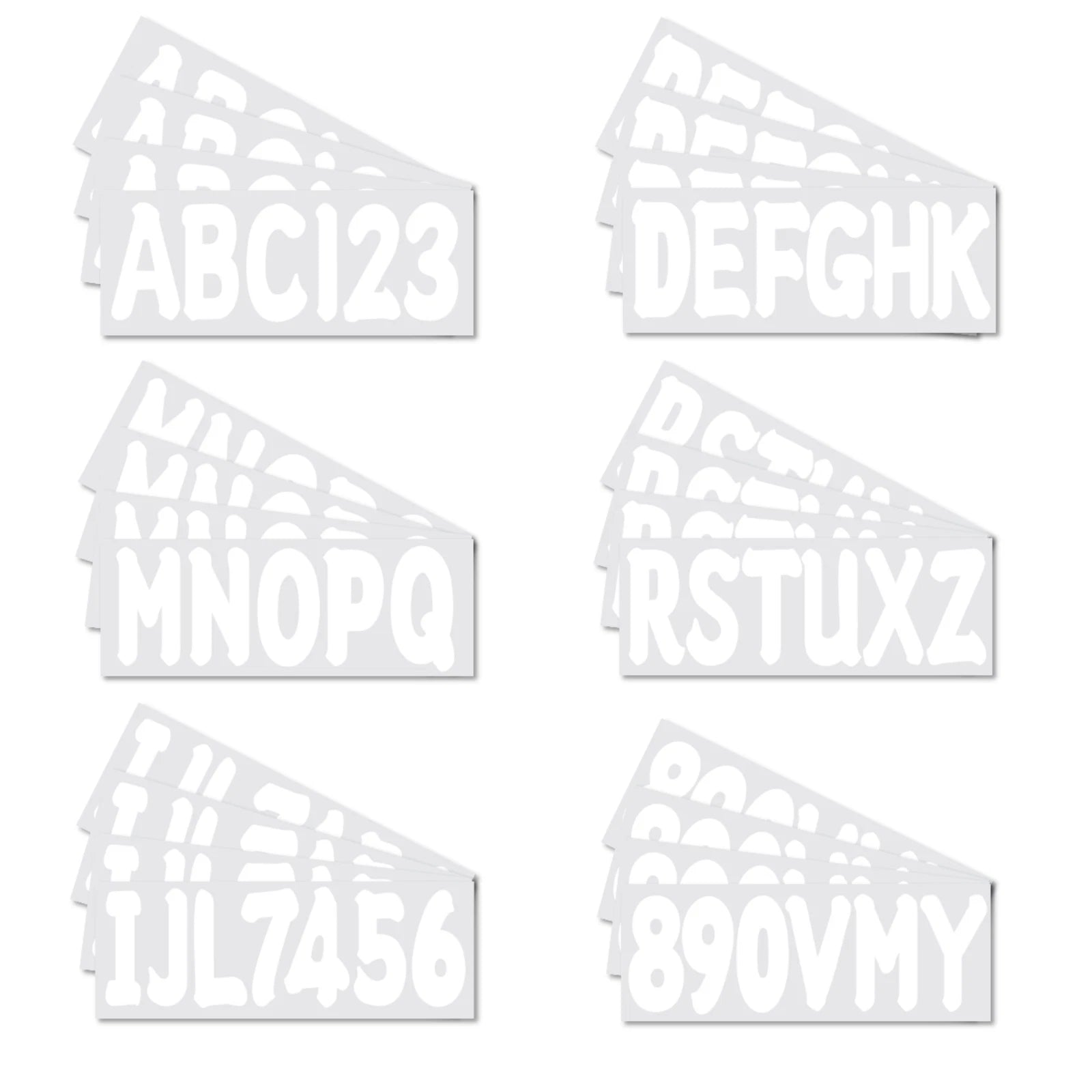 Set of 4 Boat Numbers and Letters Decal Stickers A-Z 0-9 White