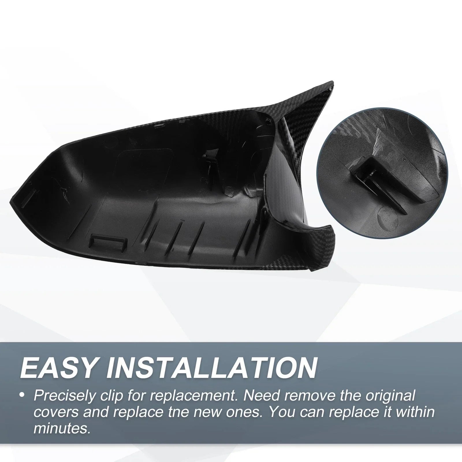 Rearview Mirror Cover Cap Black Carbon Fiber for BMW E60 E61 F10 F11 E63