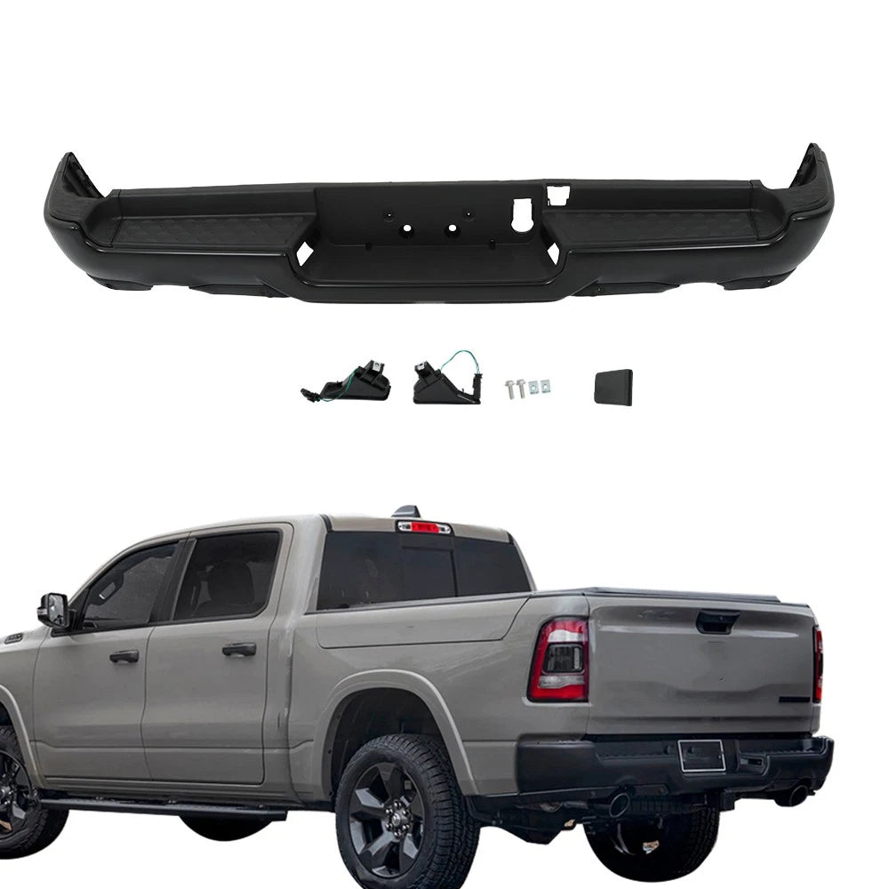 Rear Bumper Assembly for RAM 1500 (2019â2022) Primered, Dual Exhaust