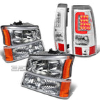 Chrome Crystal Headlight & 3D LED Brake/Tail Light for Silverado (2003–2007)