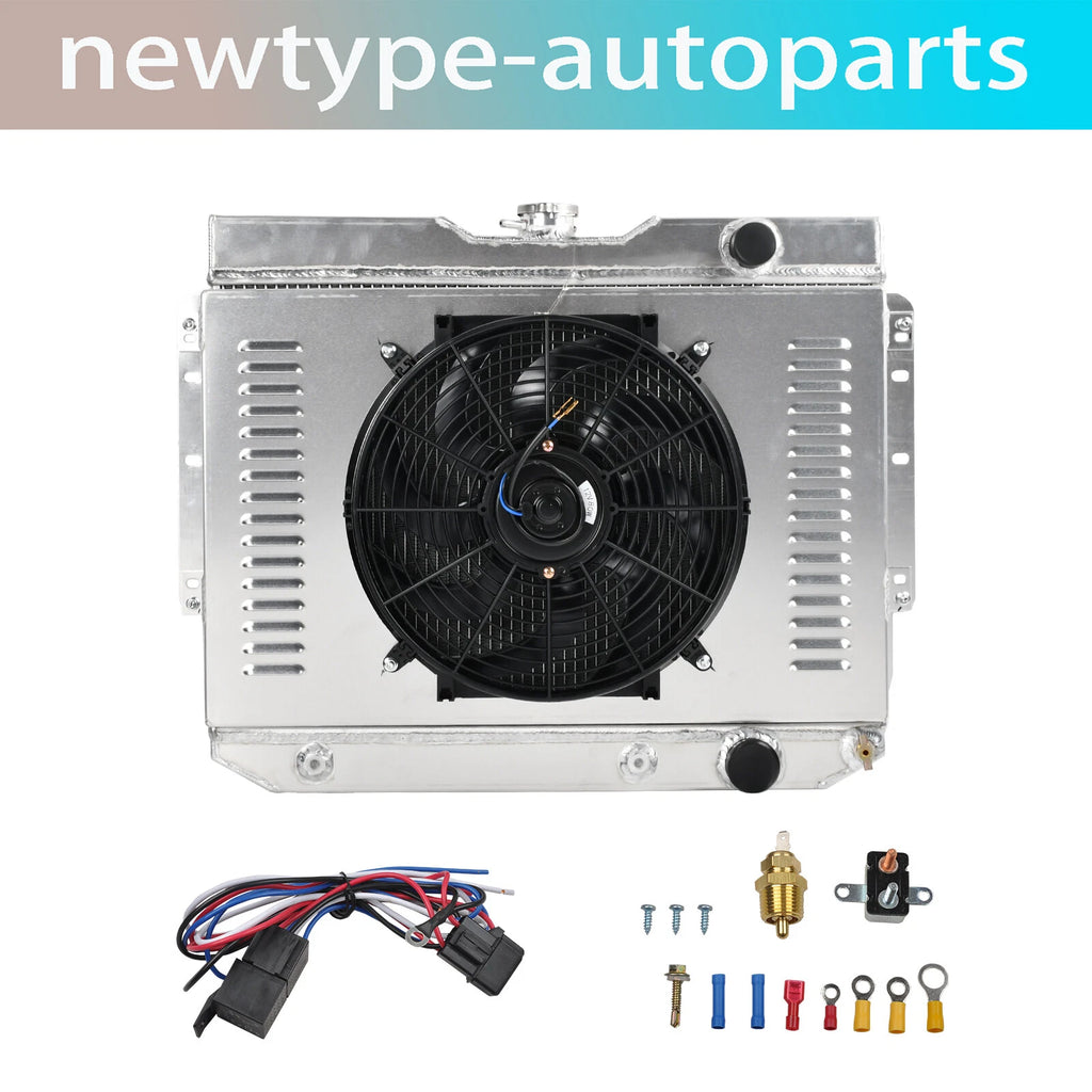 3 Row Radiator & Shroud Fan & Relay for Chevy Bel Air Impala El Camino (1959–1965)
