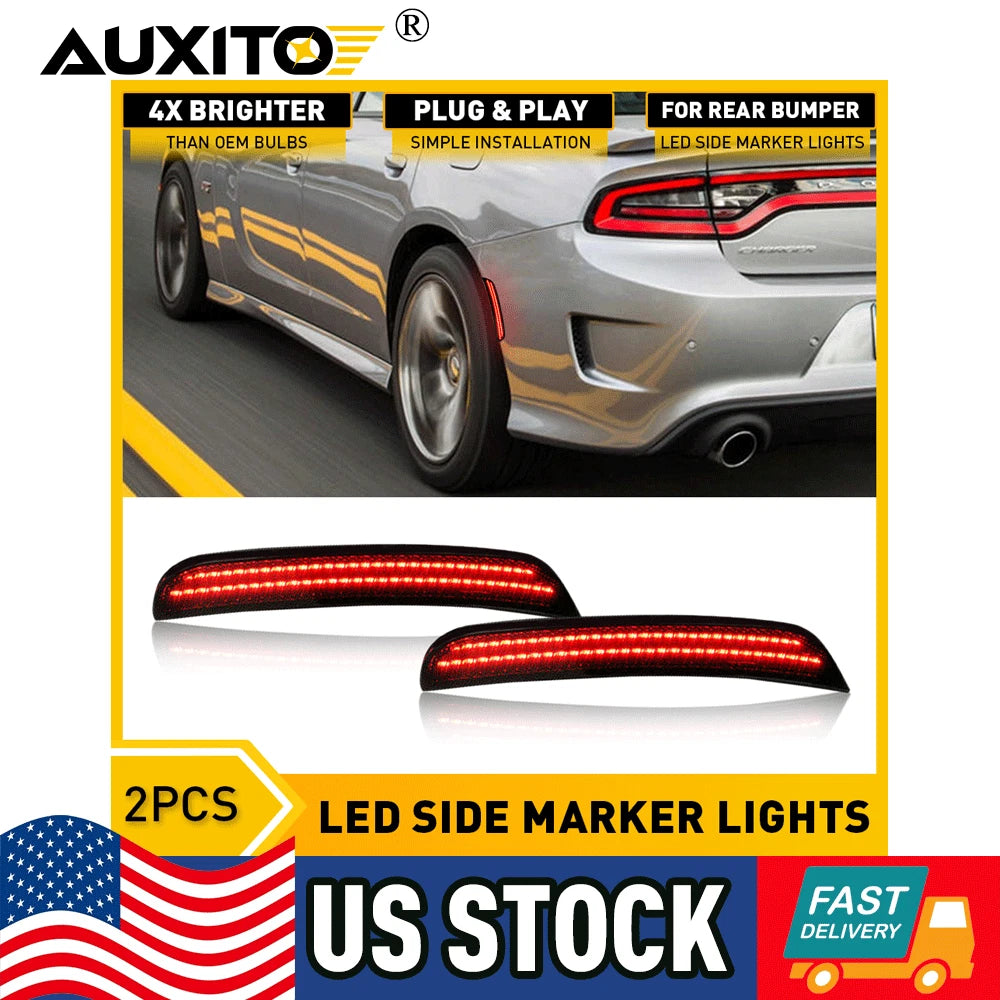 Set of 2 LED Rear Bumper Side Marker Lights for Dodge Charger (2015–2021)