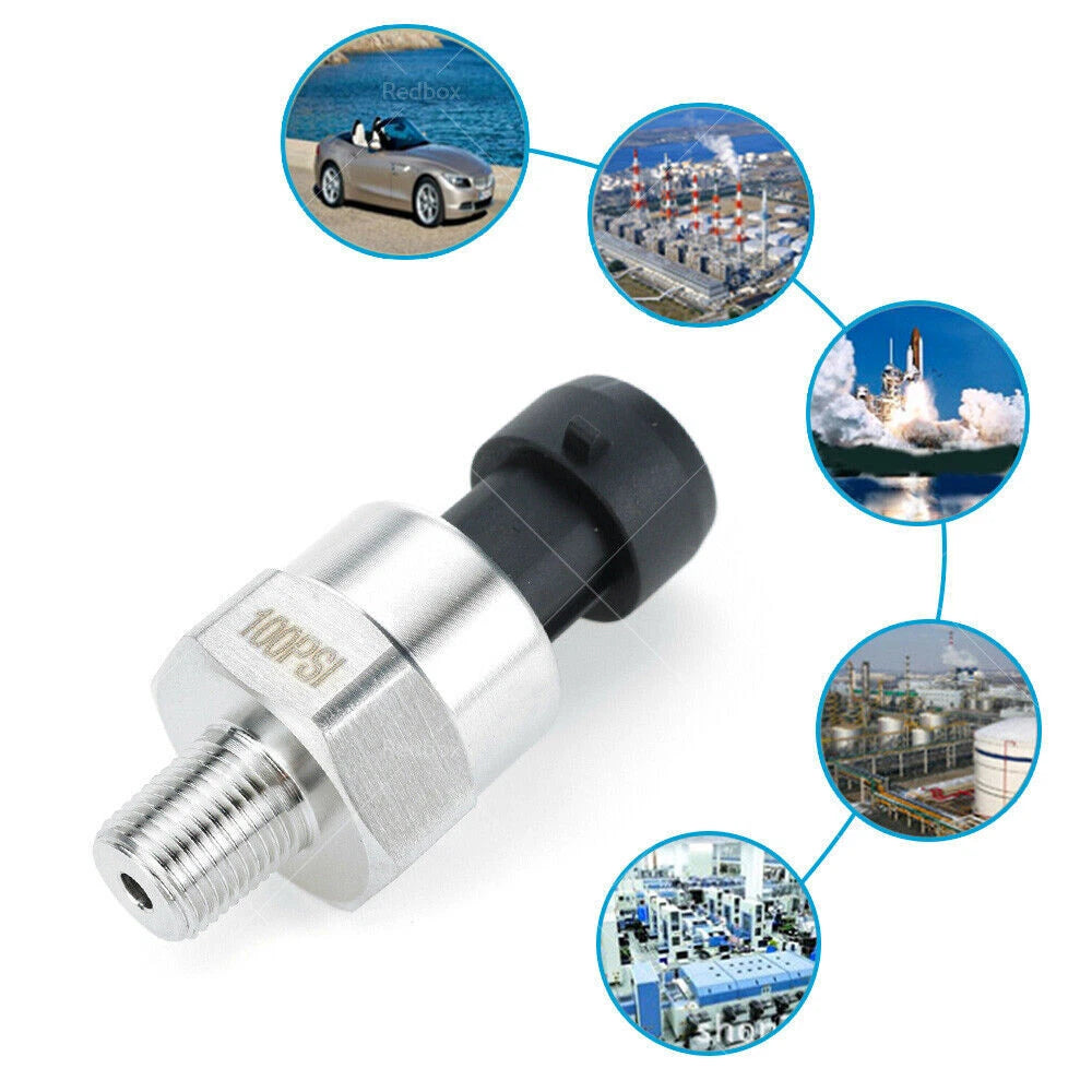 Oil Fuel Air Pressure Transducer Sender Sensor 100PSI 5V 1/8NPT