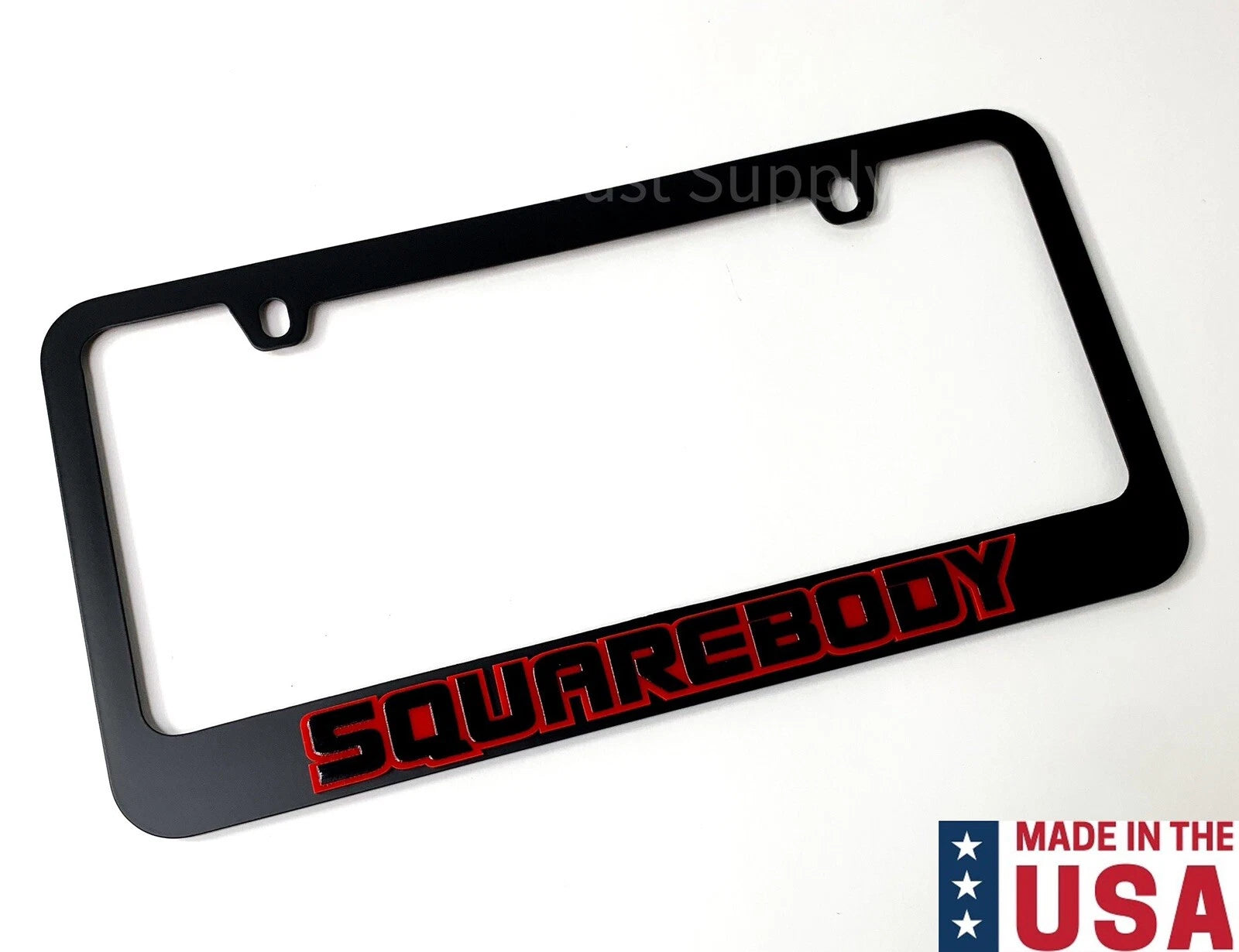 Matte Black Premium License Plate Frame with Red Outline for Chevrolet (1973–1987)